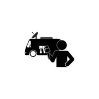 man, van, news vector icon illustration