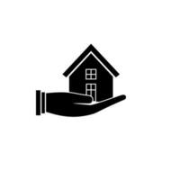 Hand with house vector icon illustration