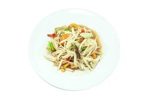 papaya salad on white dish ,Thailand style food photo