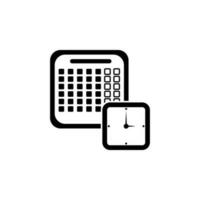 calendar with a clock vector icon illustration