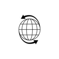 two arrows in the circle of the earth outline vector icon illustration