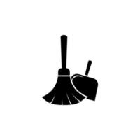 broom and scoop vector icon illustration