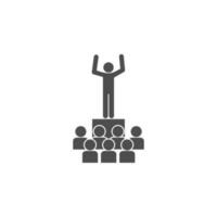 a man stands in front of a crowd vector icon illustration