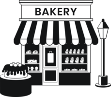 bakery with cake illustration in doodle style png