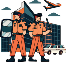 The police are catching criminals illustration in doodle style png