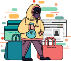 Thieves and Hackers illustration in doodle style png