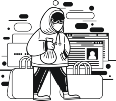 Thieves and Hackers illustration in doodle style png