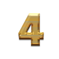 número 4 4 3d oro uno png