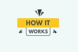 How it Works text Button. How it Works Sign Icon Label Sticker Web Buttons vector