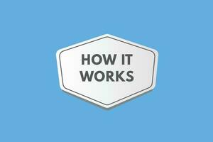 How it Works text Button. How it Works Sign Icon Label Sticker Web Buttons vector