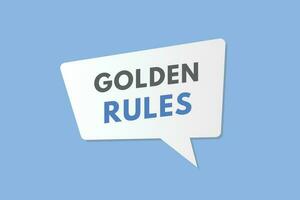 Golden rules text Button. Golden rules Sign Icon Label Sticker Web Buttons vector