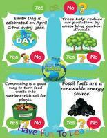 Worksheet for Logic Kids Task and Answer Questions Earth Day Save Our Earth, 3R It's a yes-or-no game. Learn about kids' education activities. Children learn and play vector