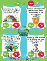 Worksheet for Logic Kids Task and Answer Questions Earth Day Save Our Earth, 3R It's a yes-or-no game. Learn about kids' education activities. Children learn and play vector