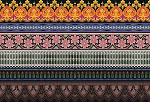 Set 5 Botanical floral Seamless. Background Seamless Pattern Geometric Ethnic pattern design for background, carpet, wallpaper, clothing, wrapping, Batik, fabric, printing textile illustration. vector