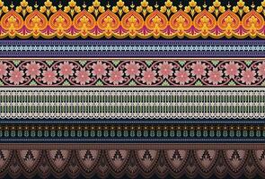 Set 5 Botanical floral Seamless. Background Seamless Pattern Geometric Ethnic pattern design for background, carpet, wallpaper, clothing, wrapping, Batik, fabric, printing textile illustration. vector