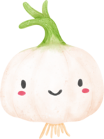 cute kawaii Watercolor fresh white onion vegetable vibrant color hand drawing png