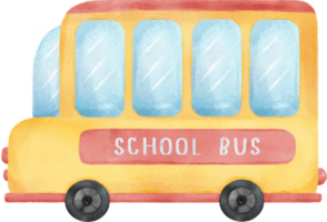 cute watercolor yellow school bus back to school hand painting illustration png