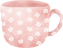 cute sweet floral coffee mug tea cup watercolour hand painting png