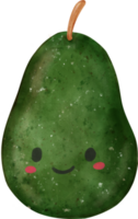 fofa kawaii aguarela fresco cheio verde abacate vegetal vibrante cor mão desenhando png