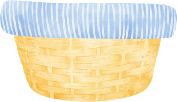 tömma korg- trä- picknick korg vattenfärg illustration png