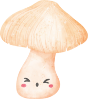 cute kawaii Watercolor fresh mushroom vegetable vibrant color hand drawing png