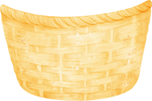 vuoto di vimini di legno picnic cestino acquerello illustrazione png