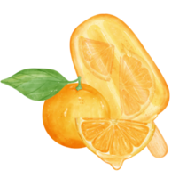 vattenfärg orange frukt is grädde hand målad illustration png