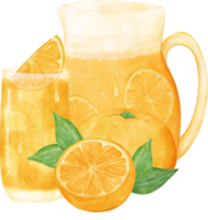 vattenfärg färsk orange frukt juice hand målad illustration png