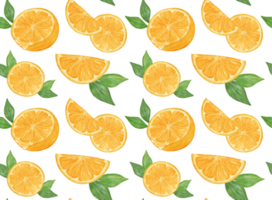 Watercolor fresh orange fruit pattern seamless background hand drawing painted illustration png