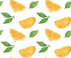Watercolor fresh orange fruit pattern seamless background hand drawing painted illustration png