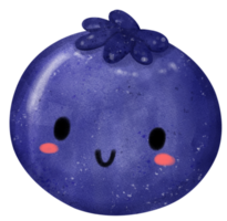 kawaii glücklich Gesicht Blaubeere Obst süß Charakter Aquarell Hand Gemälde png