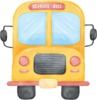 söt vattenfärg gul skola buss tillbaka till skola hand målning illustration png