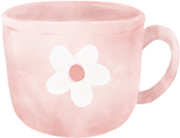 fofa doce floral café caneca chá copo aguarela mão pintura png