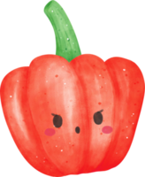 linda kawaii acuarela Fresco rojo campana pimienta vegetal vibrante color mano dibujo png