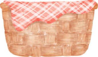 vuoto di vimini di legno picnic cestino acquerello illustrazione png