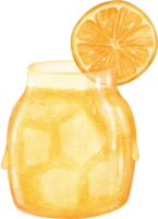 vattenfärg färsk orange frukt juice hand målad illustration png