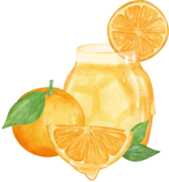 acquerello fresco arancia frutta succo mano dipinto illustrazione png