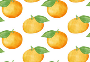 Watercolor fresh orange fruit pattern seamless background hand drawing painted illustration png