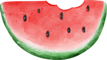 cute fresh half cut watermelon fruit watercolor png