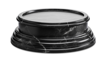 noir marbre podium sur transparent arrière-plan, comme png. élégant étape pour produit, cosmétique présentation. luxe moquer en haut. piédestal ou Plate-forme pour beauté des produits. vide scène. génératif ai. png