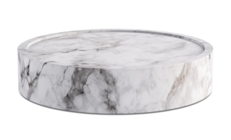 White marble podium on transparent background, as . Elegant stage for product, cosmetic presentation. Luxury mock up. Pedestal or platform for beauty products. Empty scene. . png