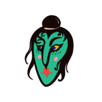 character with a female demon with a green face png