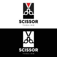 Scissors Logo, Cutting Tools Vector, Barbershop Razor Scissors Simple Design, Illustration Template Icon vector