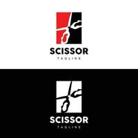 Scissors Logo, Cutting Tools Vector, Barbershop Razor Scissors Simple Design, Illustration Template Icon vector