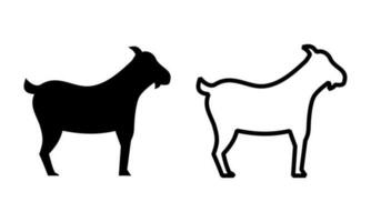 Goat icon with black and white color isolated in white background. Simple illustration of goat for eid al adha design and for web design. vector