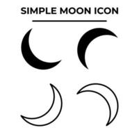 Moon icon set with black and white color on white background for graphic and web design. Simple vector sign. Internet concept symbol for website button or mobile app