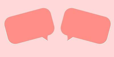Pink and white colors of blank speech bubbles vector illustration. 3D speech for illustration of chat box, talk, messenger, communication, and dialogue. Isolated in pink background