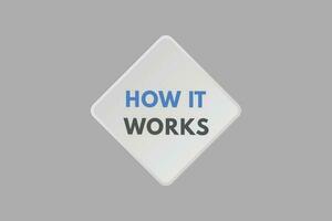 How it Works text Button. How it Works Sign Icon Label Sticker Web Buttons vector