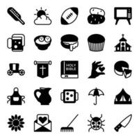 Glyph icons for Thanksgiving. vector