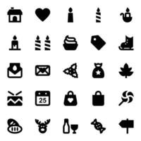 Glyph icons for Merry christmas. vector